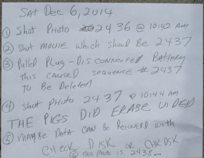 Dec 6, 2014 - Finally figured out how the cops erased the video with out creating a sequence number - on way to CLUCK meeting