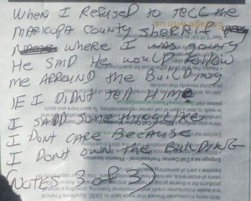 False arrest, civil rights violations, Friday, December 18, 2014, Maricopa County Court House, Maricopa County Sheriff Brotherton, badge #1287, Conrad Chavez