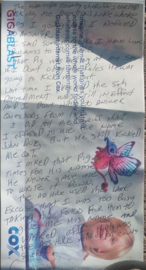 False arrest, civil rights violations, Friday, December 18, 2014, Maricopa County Court House, Maricopa County Sheriff Brotherton, badge #1287, Conrad Chavez